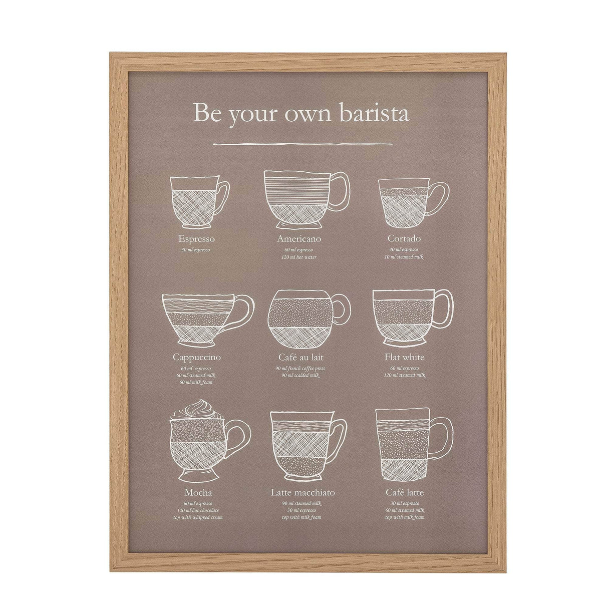 Bloomingville Coffee Illustration med ramme, Natur, Eg